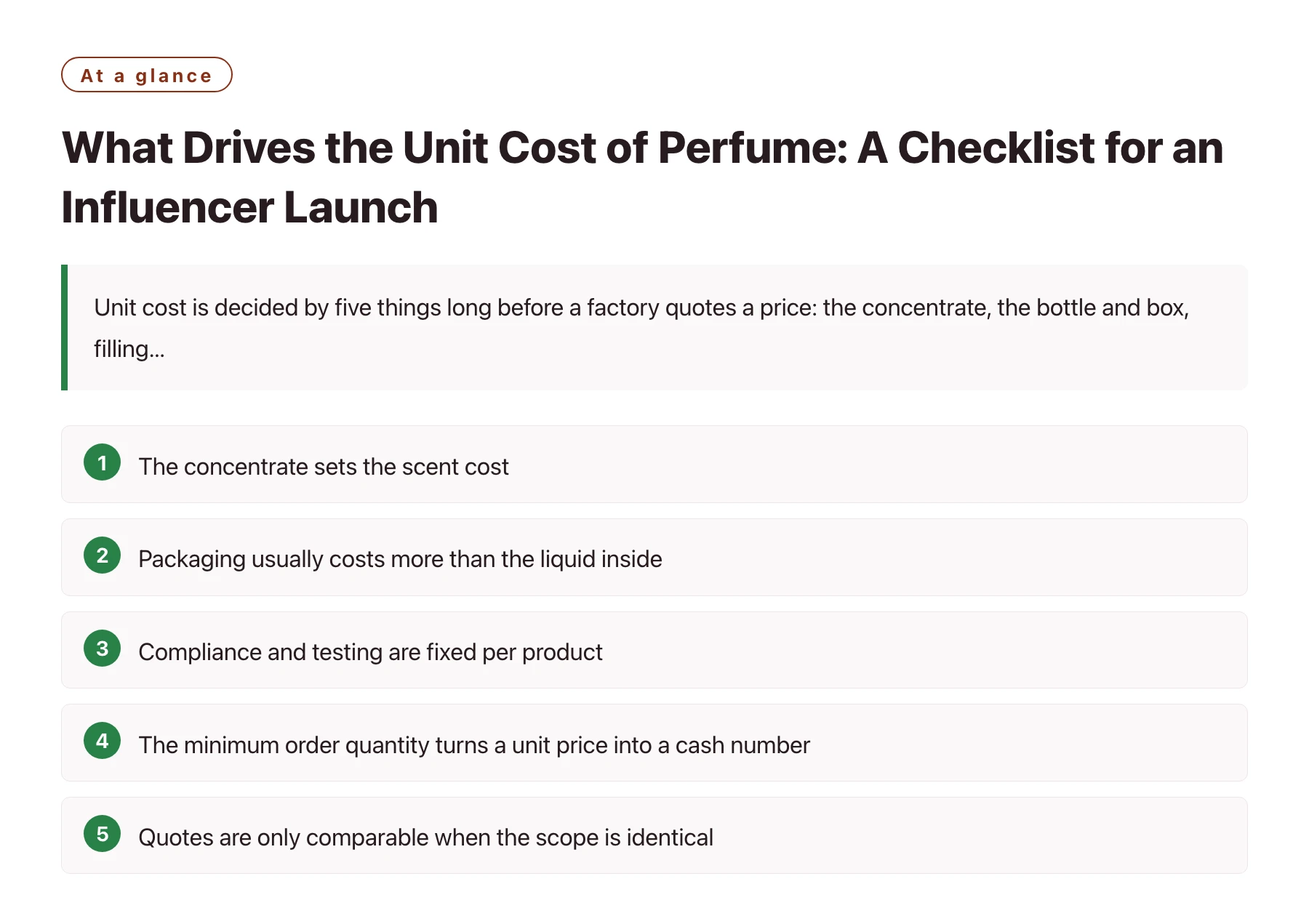 What Drives the Unit Cost of Perfume: A Checklist for an Influencer Launch——全文要点速览