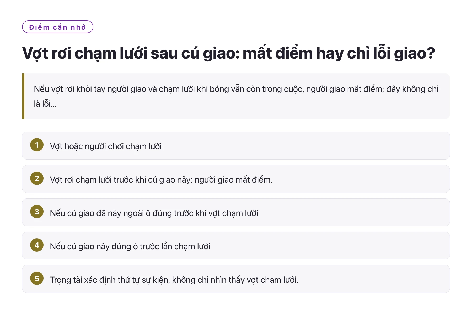 Vợt rơi chạm lưới sau cú giao: mất điểm hay chỉ lỗi giao?——全文要点速览